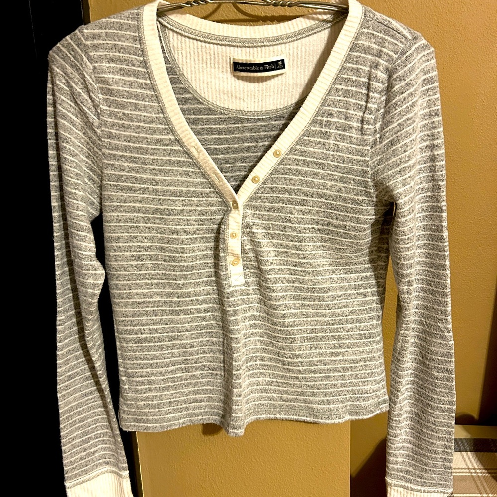 Abercrombie.  Size medium.  V-neck Henley.  Good used condition.